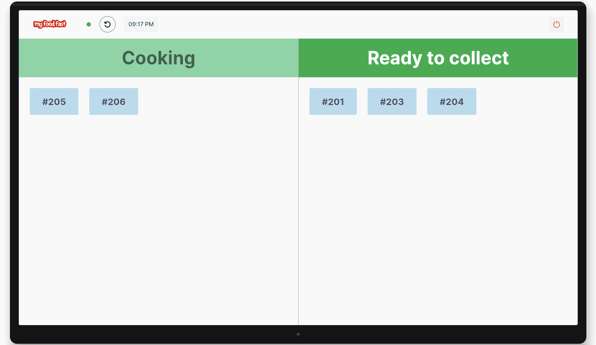 Collection display updating in real time as orders move from Cooking to Ready to collect