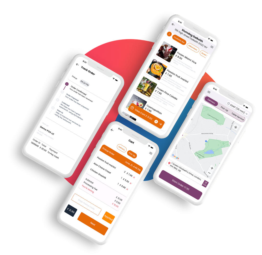 phones with screenshot of takeaway apps